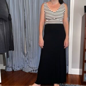 Black and White Striped Maxi Dress